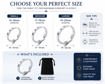 Acusnore Pressure Point Snoring Ring - Black Pouch