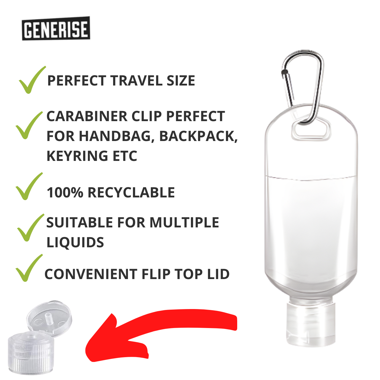 Key Ring Empty Container Generise 50ml Empty Bottle and Flip Lid Keyring With Hook – My ...