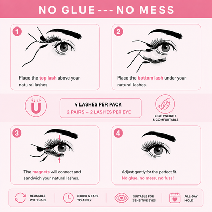 Glamza Magnetic Eyelashes – 8 Styles Available | Reusable False Lashes | No Glue Required