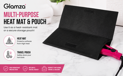 Glamza Hair Straightener Heat Proof Heat Mat with Pocket - 4 Colours