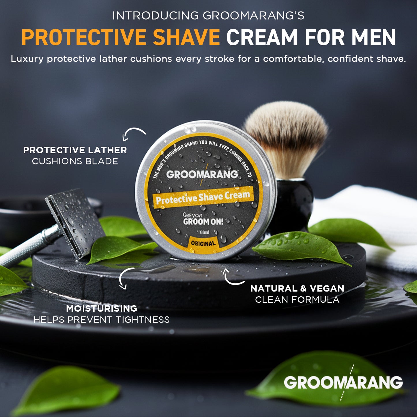 The Groomarang Moisturising & Protective Shave Cream (100ml Tub)