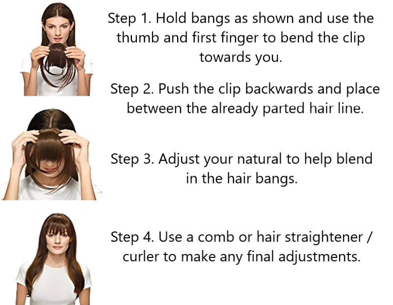 Glamza Clip In Hair Bangs With & Without Sideburns - Thinner Hair