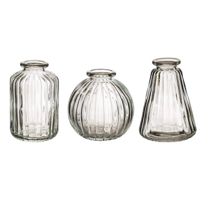 Sass Belle Plain Glass Bud Vases Set Of 3 Clear