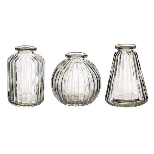 Sass Belle Plain Glass Bud Vases Set Of 3 Clear