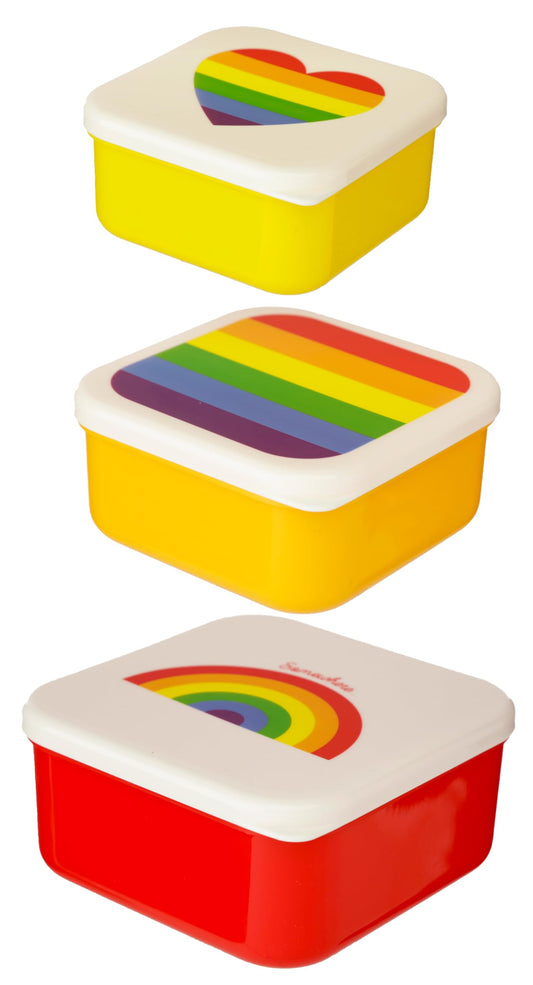 Puckator Somewhere Rainbow Reusable Lidded Snack Pot Lunch Box Set Of 3 Bpa Free Pvc Work School Travel Home Large 55X115X115Cm Medium 45X10X19Cm Small 4X85X85Cm