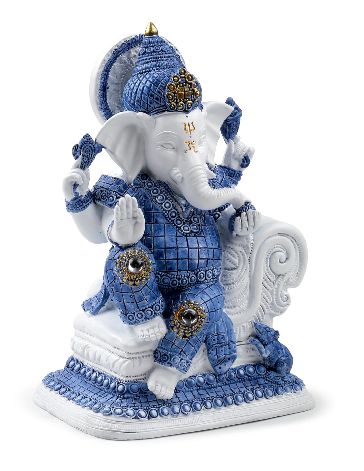 Puckator White Blue Ganesh Meditation Ganesh Ganesha Idol Statue Statues For Home Decor Ganapati Ganpati Indian Decoration Decorations Home Hindu Gift Gifts Items For Women