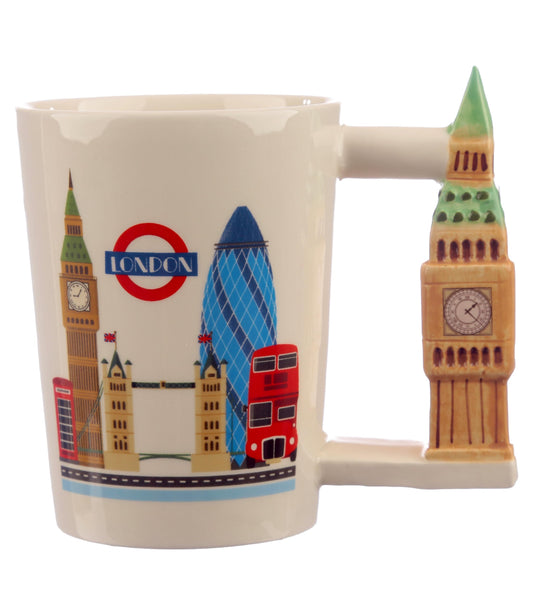 Puckator London Souvenir Big Ben Ceramic Shaped Handle Tea Coffee Mug Funny Home Accessories Cute Gifts For Girlfriend Large Mugs For Men Women Hot Drinks Cups Presents Secret Santa Gift Cup Set