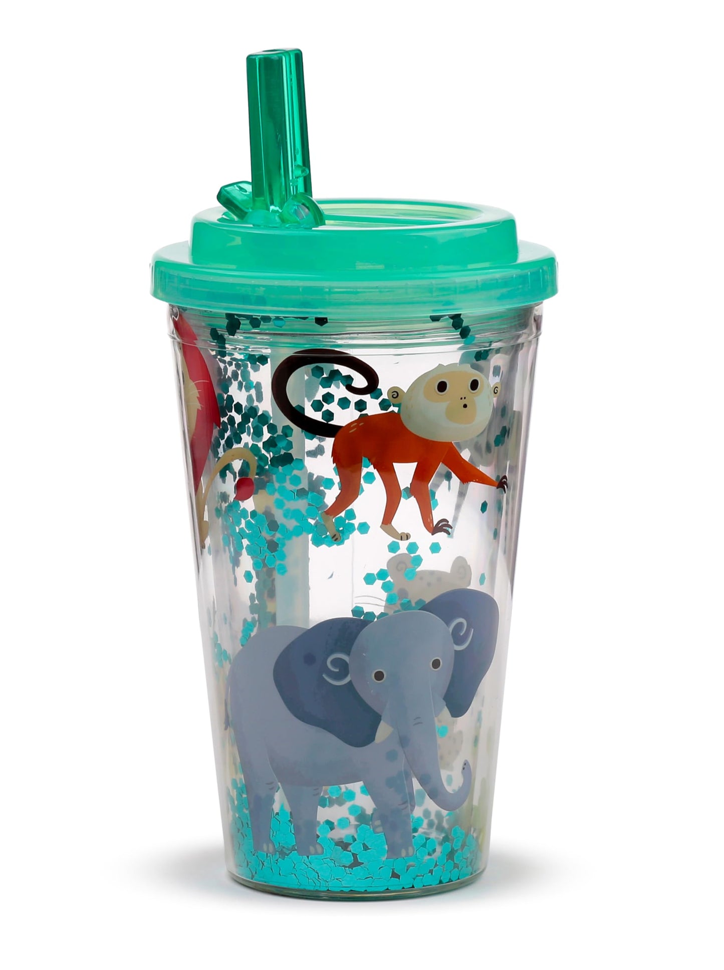 Puckator Shatterproof Zooniverse Double Walled Cup Straw Insulated Tumbler Cups With Lids And Straws For Adults Children Travel Thermal Cup With Straw Water Bottles With Staw