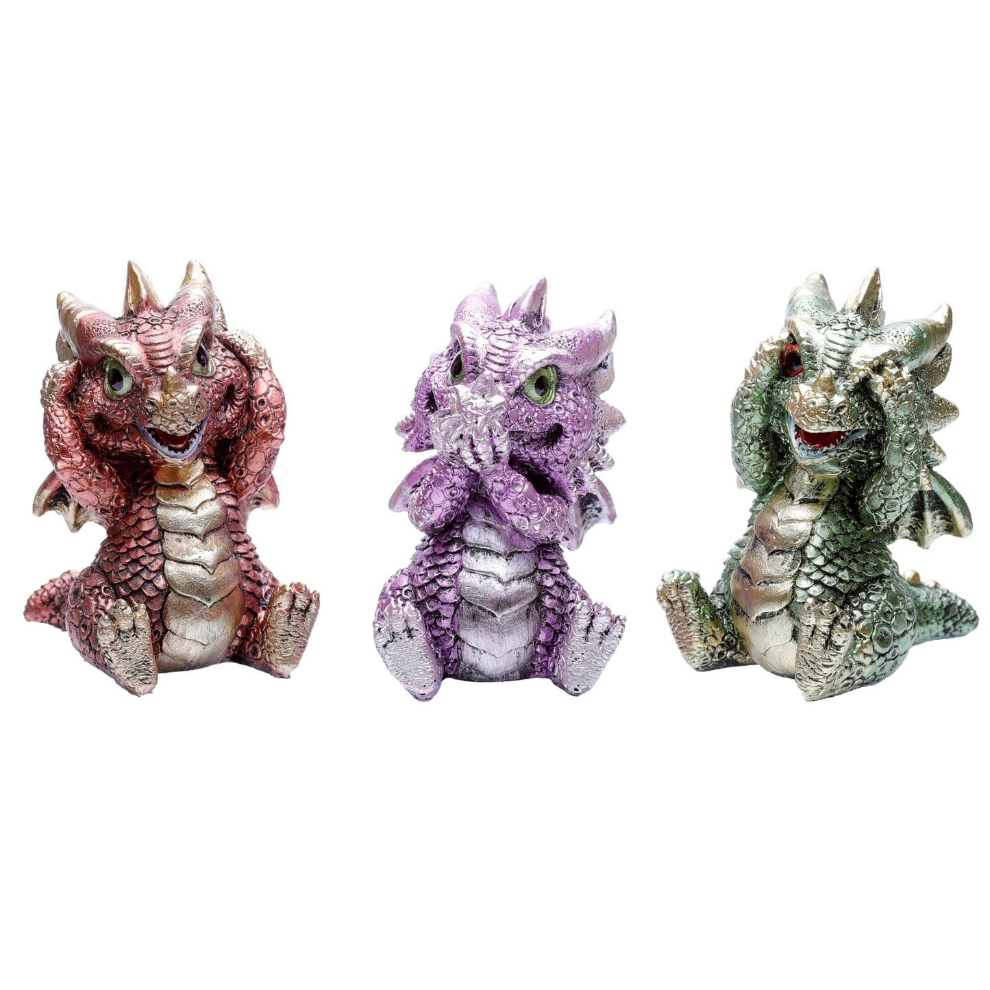Puckator Drg543 Set Of 3 Elements Baby Dragon Hear No Speak No See No Evil