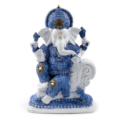 Puckator White Blue Ganesh Meditation Ganesh Ganesha Idol Statue Statues For Home Decor Ganapati Ganpati Indian Decoration Decorations Home Hindu Gift Gifts Items For Women