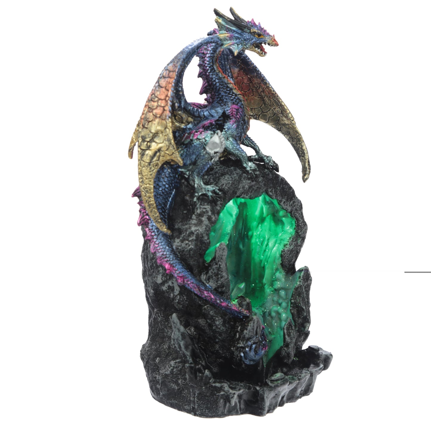 Puckator Led Ice Dragon Dark Legends Resin Backflow Waterfall Incense Holder Home Aromatherapy Ornament Decor 6 Free Backflow Cones Height 28Cm Width 155Cm Depth 13Cm Multi