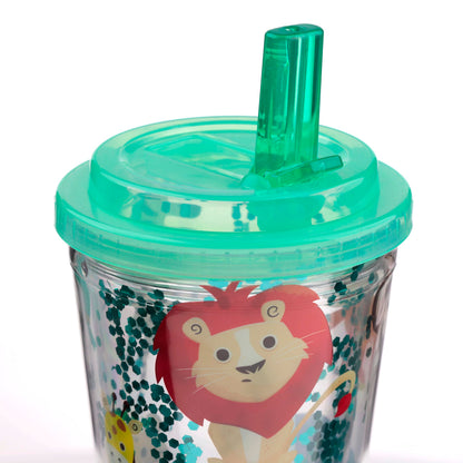 Puckator Shatterproof Zooniverse Double Walled Cup Straw Insulated Tumbler Cups With Lids And Straws For Adults Children Travel Thermal Cup With Straw Water Bottles With Staw