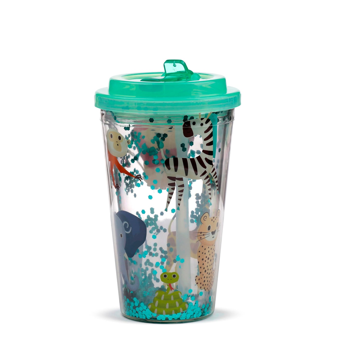 Puckator Shatterproof Zooniverse Double Walled Cup Straw Insulated Tumbler Cups With Lids And Straws For Adults Children Travel Thermal Cup With Straw Water Bottles With Staw