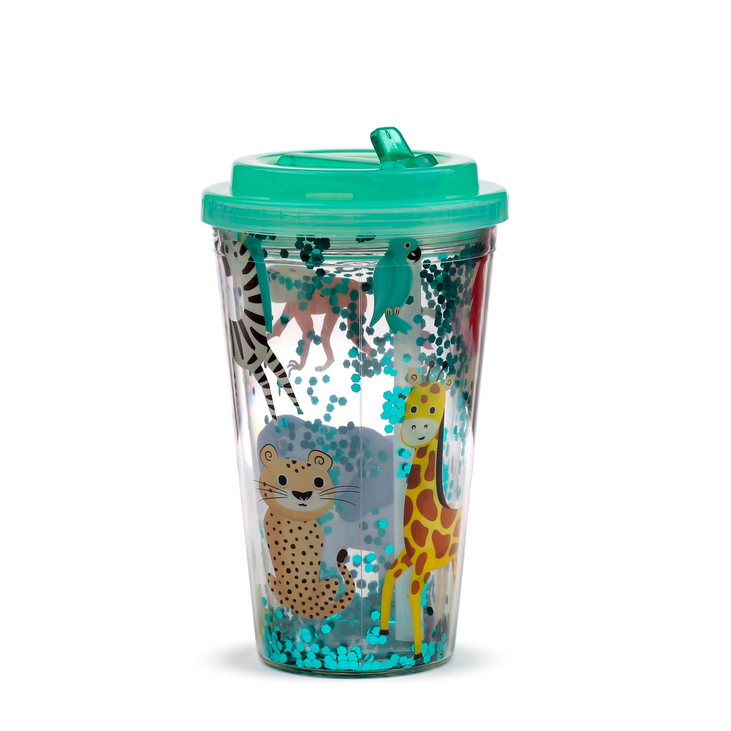 Puckator Shatterproof Zooniverse Double Walled Cup Straw Insulated Tumbler Cups With Lids And Straws For Adults Children Travel Thermal Cup With Straw Water Bottles With Staw