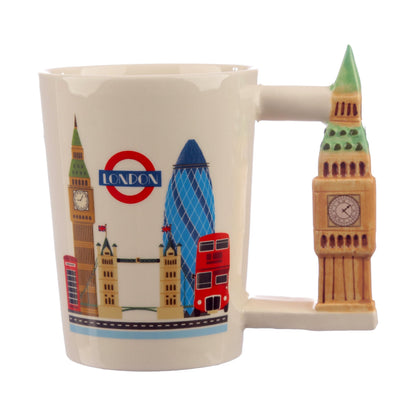 Puckator London Souvenir Big Ben Ceramic Shaped Handle Tea Coffee Mug Funny Home Accessories Cute Gifts For Girlfriend Large Mugs For Men Women Hot Drinks Cups Presents Secret Santa Gift Cup Set