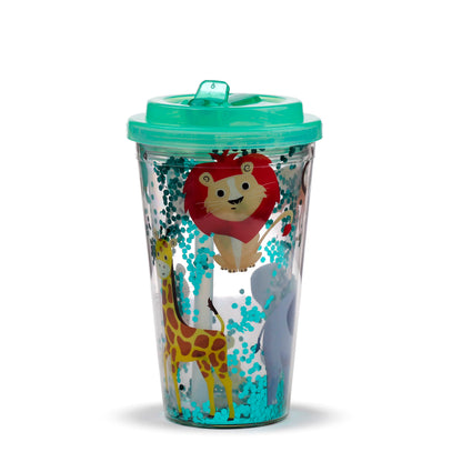 Puckator Shatterproof Zooniverse Double Walled Cup Straw Insulated Tumbler Cups With Lids And Straws For Adults Children Travel Thermal Cup With Straw Water Bottles With Staw