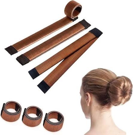 HaIr Bun Roller - Brown 20cm x 4cm - 4 Velcro Strips