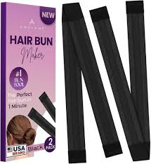 HaIr Bun Roller - Black 20cm x 4cm - 4 Velcro Strips