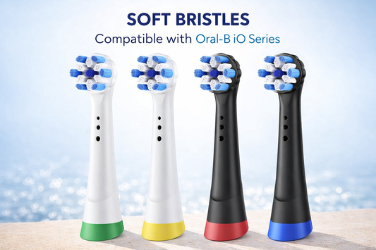 Glamza Oral B 'IO Series' compatible Soft Bristles toothbrush - Black or White