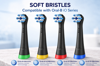 Glamza Oral B 'IO Series' compatible Soft Bristles toothbrush - Black or White
