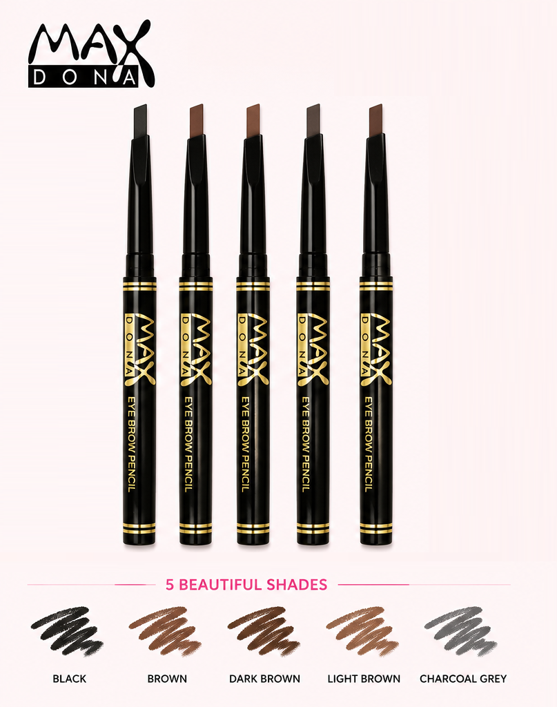 Maxdona Professional Retractable Eyebrow Pencils - Black Case