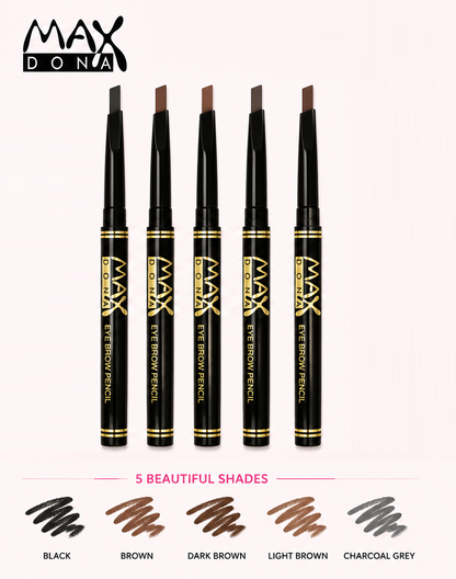 Maxdona Professional Retractable Eyebrow Pencils - Black Case