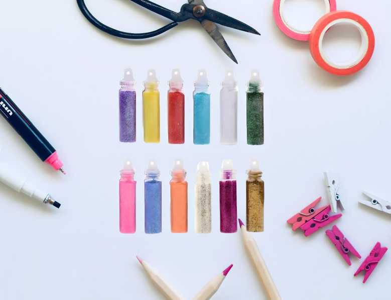 Glamza 12 Mini Glitter Bottles – Perfect for Arts, Crafts, Makeup &amp; School Projects