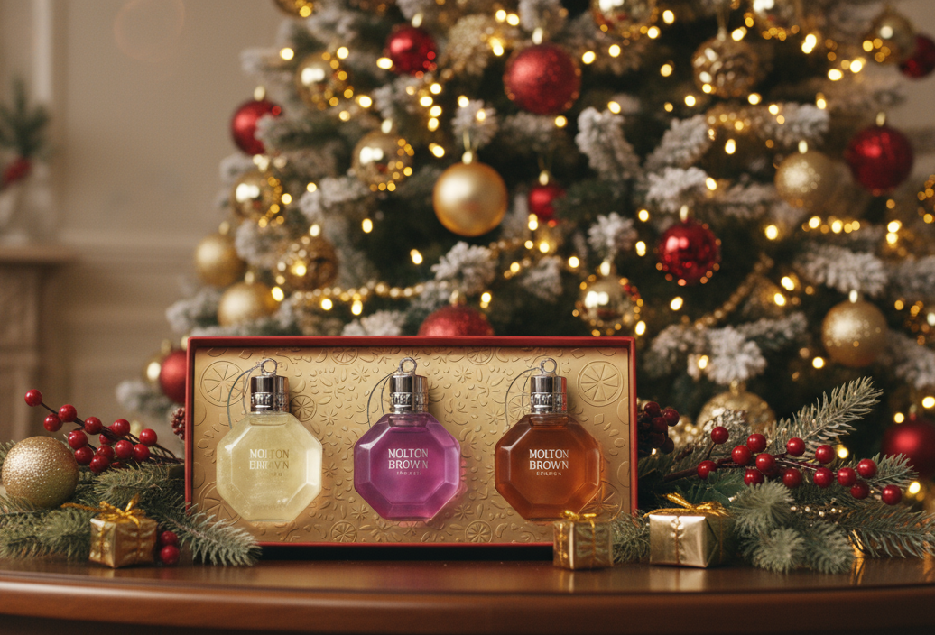 Molton Brown 3pc Festive Bath & Shower Gel Bauble Gift Set 75ml Each Bottle