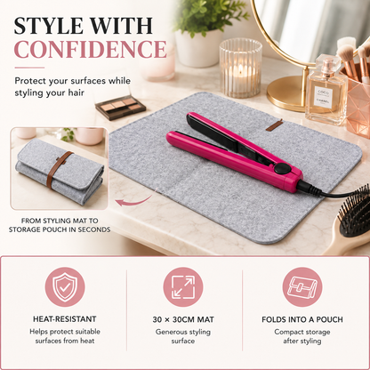 Glamza Pouchy Heat Resistant Hair Straightener Mat & Travel Pouch – 4 Colours