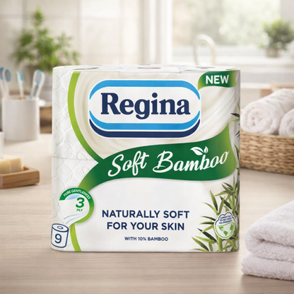 Regina Soft Bamboo 3 Ply Toilet Tissue 9 Pack X 5
