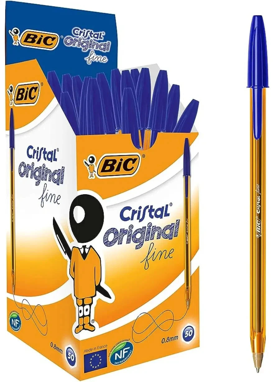 BIC Cristal Fine Point (0.8 mm) Blue Pack of 50