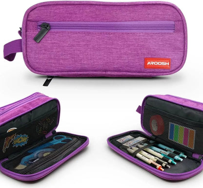 Aroosh Triple Pocket Zipped Pencil Case