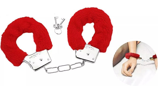 Loving Joy Furry Handcuffs Red - Adult