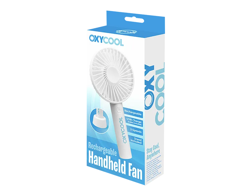 Oxycool 3 Speed Rechargeable Handy Fan - 21cm