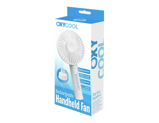 Oxycool 3 Speed Rechargeable Handy Fan - 21cm
