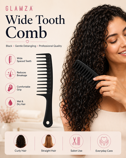 Glamza Big Wide Tooth Comb - Black