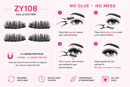 Glamza Magnetic Eyelashes – 8 Styles Available | Reusable False Lashes | No Glue Required