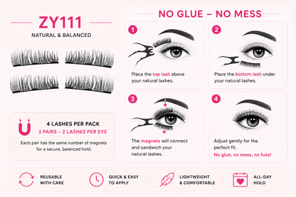 Glamza Magnetic Eyelashes – 8 Styles Available | Reusable False Lashes | No Glue Required