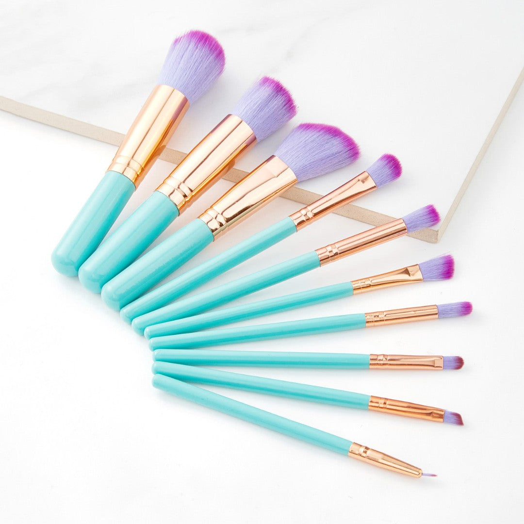 Glamza half Mermaid half Unicorn Brush Set 10pc - NO CLAMSHELL