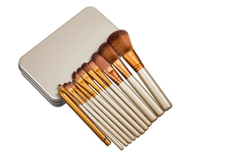 12pc Brush Set With Metal Storage Case