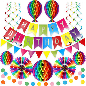 The Ultimate Generise Happy Birthday Banner and Honeycomb Decoration Set