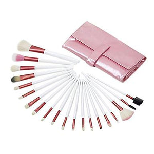 20pc Professional Brush Set in Pink Leather Pouch - Glamza