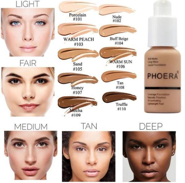 Phoera Flawless Matte Liquid Foundation (10 Shades Available - Select in Dropdown)