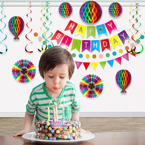 The Ultimate Generise Happy Birthday Banner and Honeycomb Decoration Set