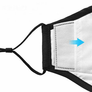 Generise Reusable Adjustable Face Mask with Filter Pocket - Black with White Ear Straps
