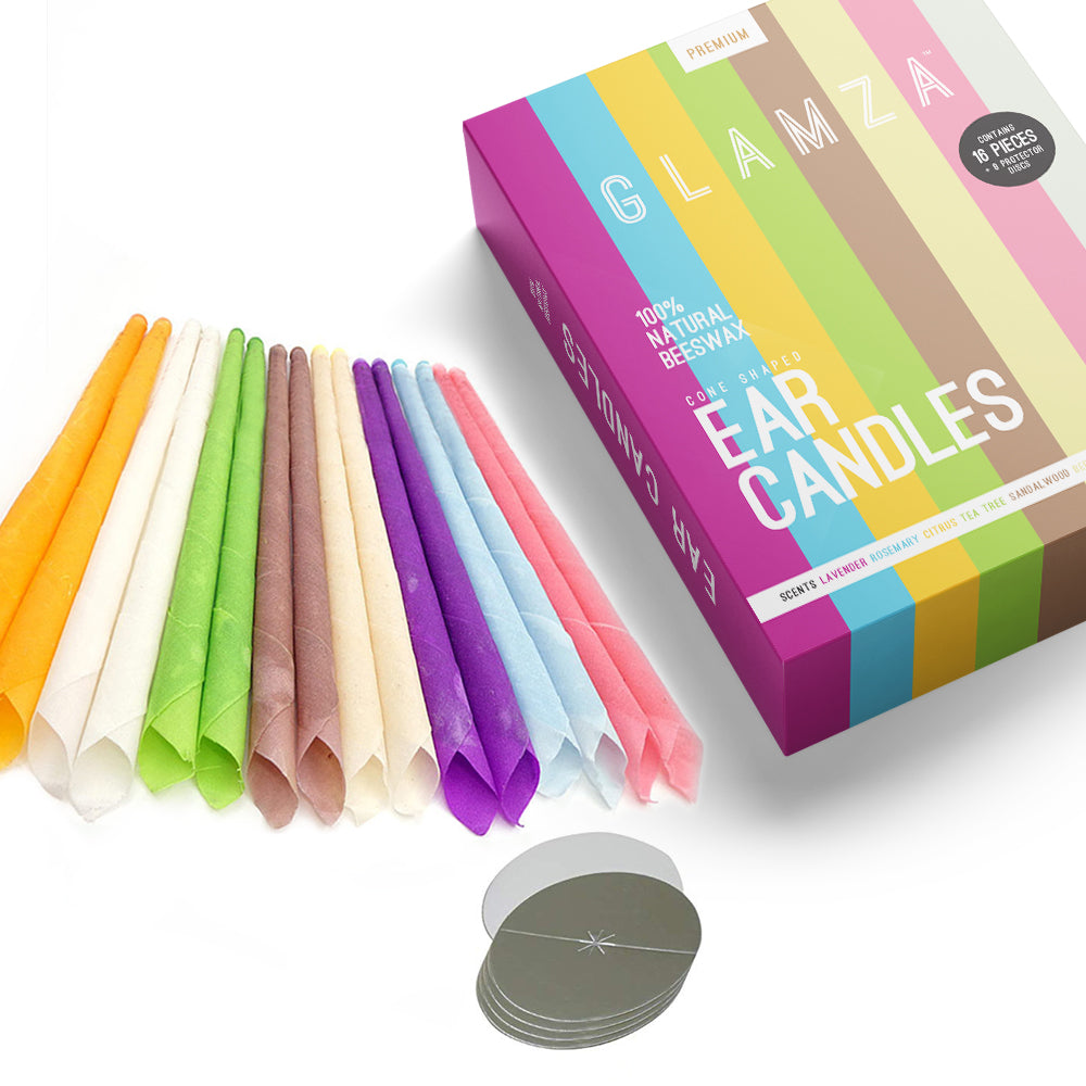 Glamza Premium Ear Candles - 16 Candles with Ear Protection Discs