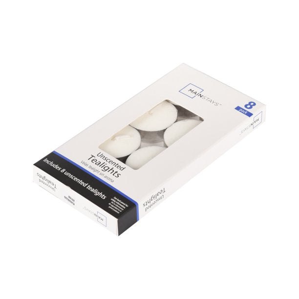 Generise Pack of 8 White Unscented Tealight Candles
