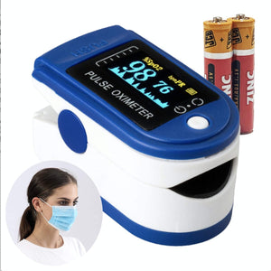 Oxygen Saturation Monitor Kit - Pulse Oximeter for Adults & Children - Blood Oxygen Monitor with Large Clear OLED Display - SPO2 & PR Detection Inc Surgical Masks & Batteries