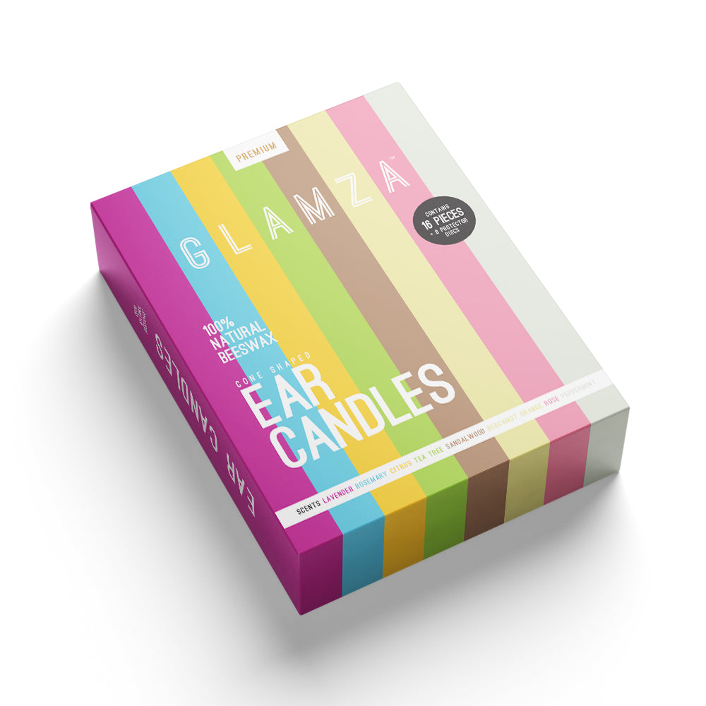 Glamza Premium Ear Candles - 16 Candles with Ear Protection Discs