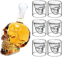 Load image into Gallery viewer, Generise 350ml Skull Decanter with 6 x 75ml Skull drinking glasses 75ml